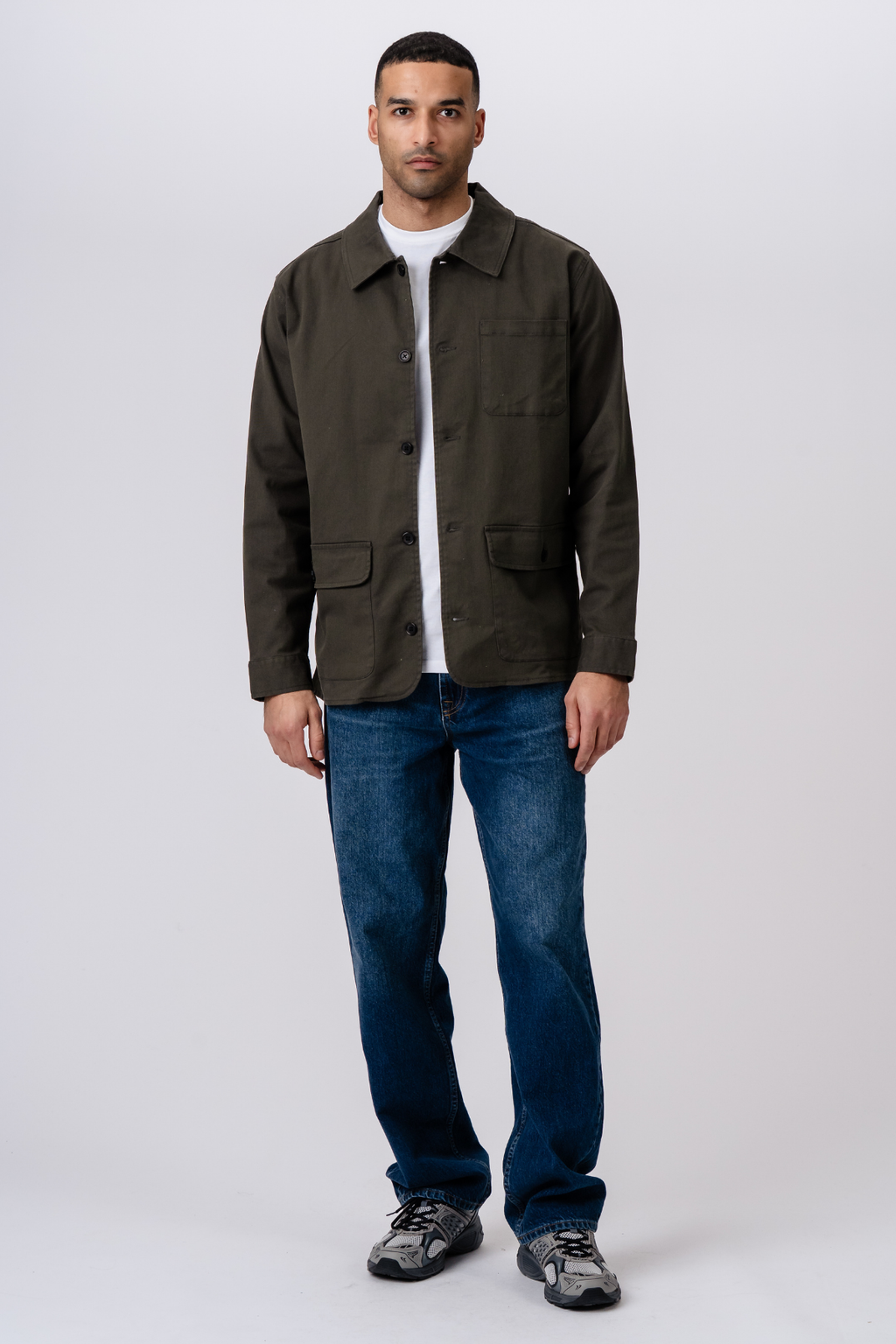 Twill -Hemdjacke - dunkle Olive