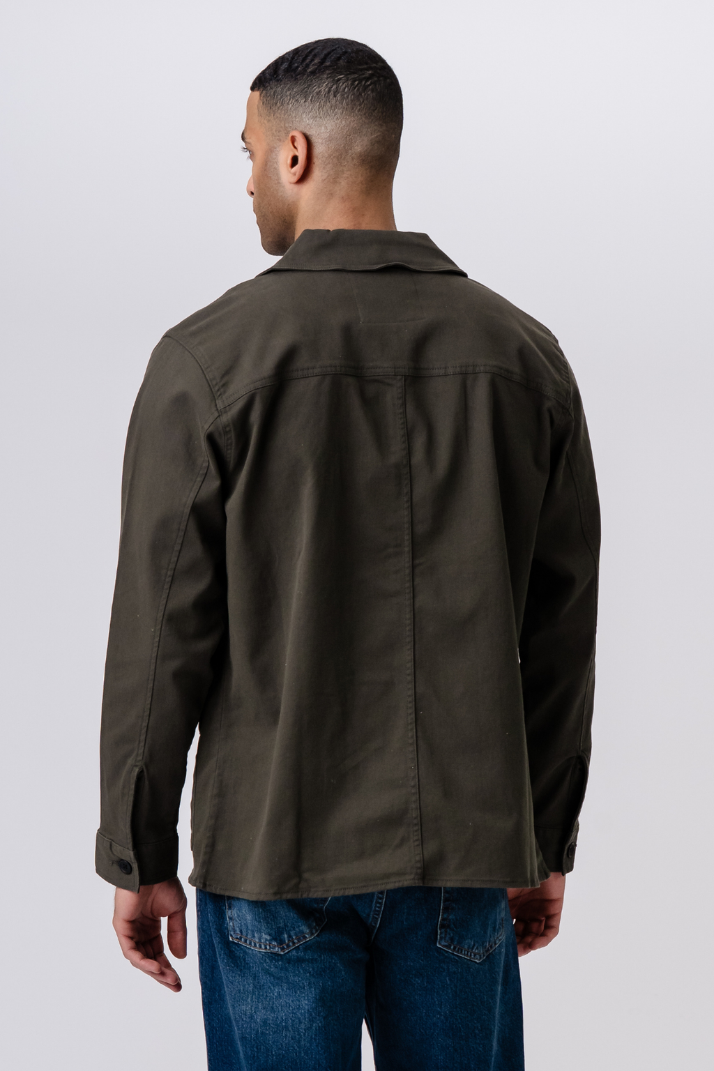 Twill -Hemdjacke - dunkle Olive