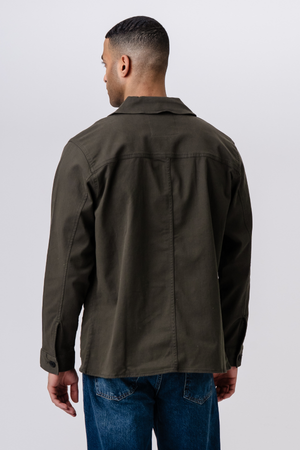 Twill -Hemdjacke - dunkle Olive