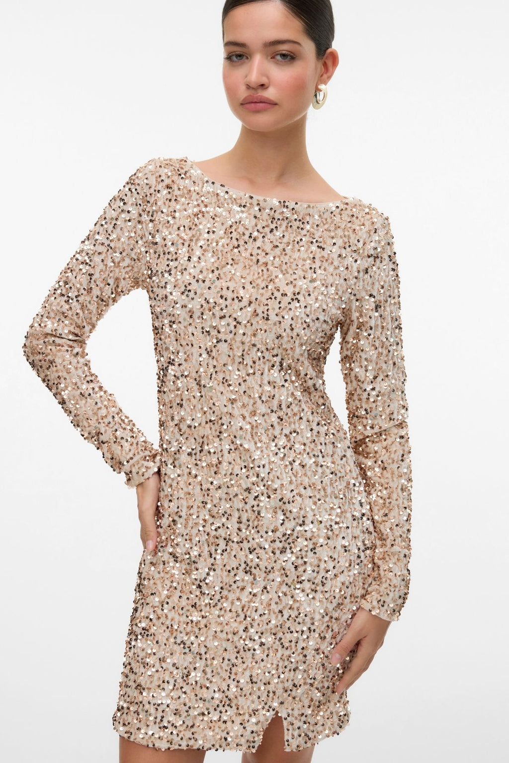 Bella Short Dress - Bimsstein -Champagner