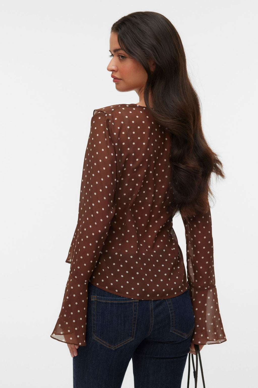 Willow Frill Top – Schokoladen-Martini: Schneeweißer Punkt