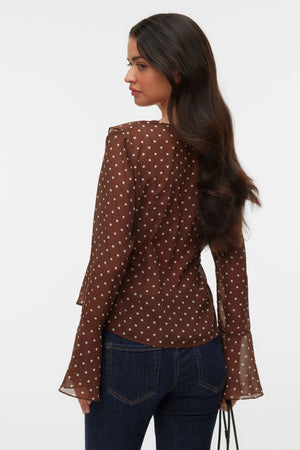 Willow Frill Top – Schokoladen-Martini: Schneeweißer Punkt