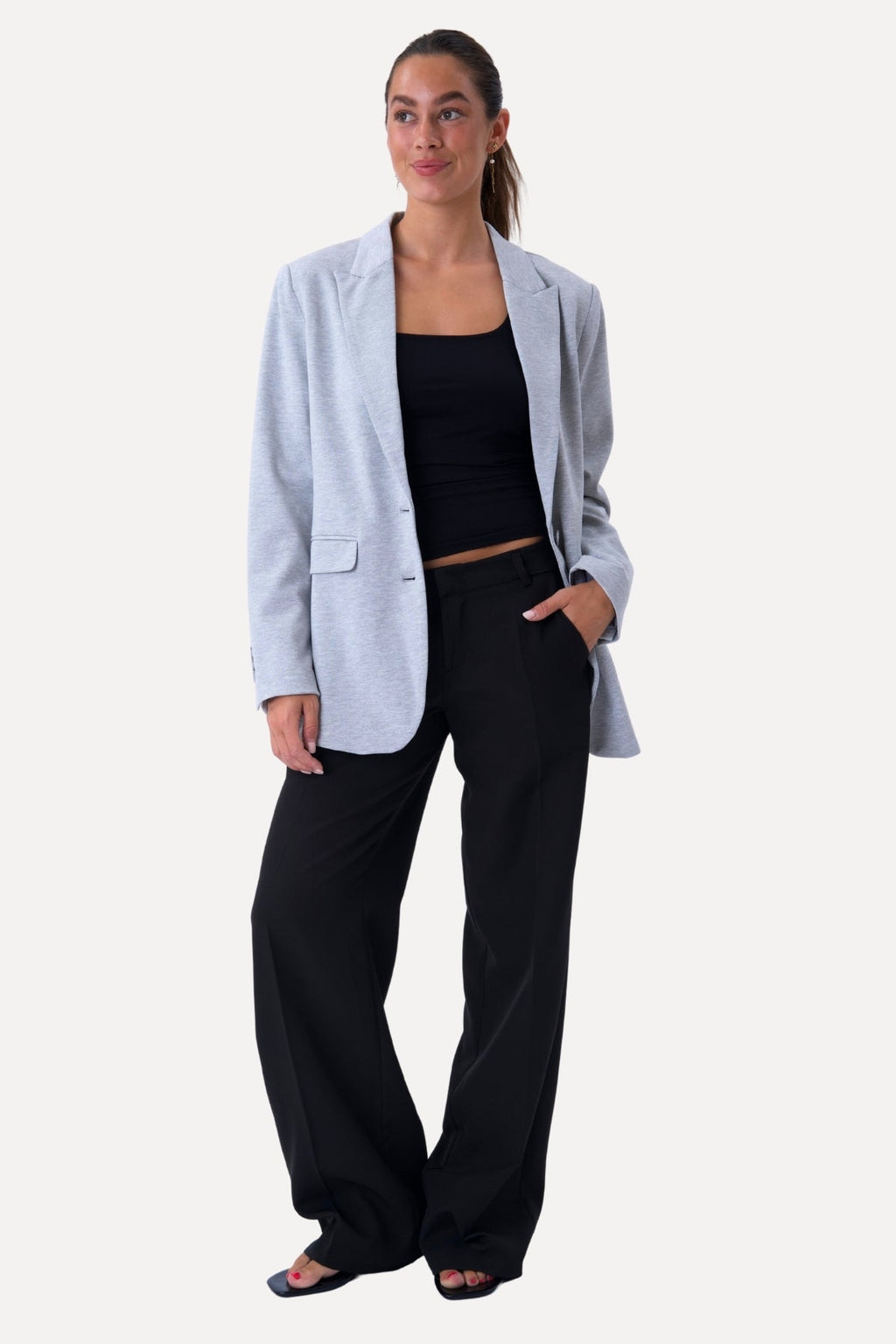 Blazer mit klassischer Passform – Hellgrau