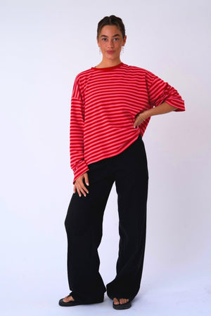 Cleo Bluse - Rot/Rosa