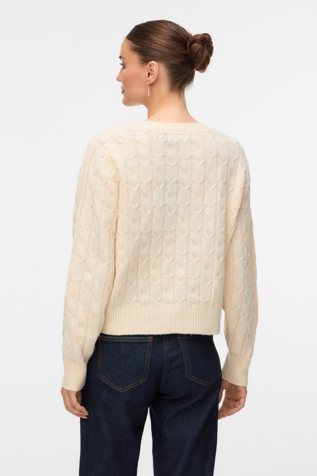 Widder O -Neck -Kabelpullover - Birke
