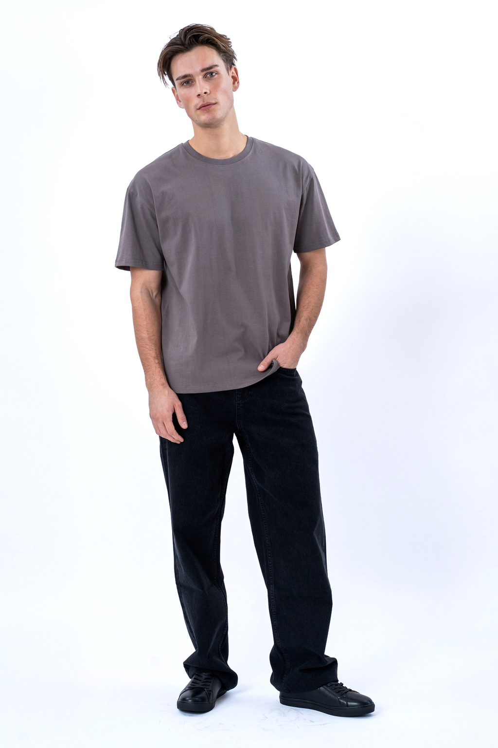 Kastenförmiges T-Shirt – Dunkelgrau