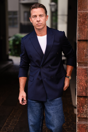 Premium Double Breasted Blazer - Marine