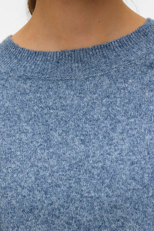 Doffy O-Neck Bluse - Dark Denim m. Weiße Melange