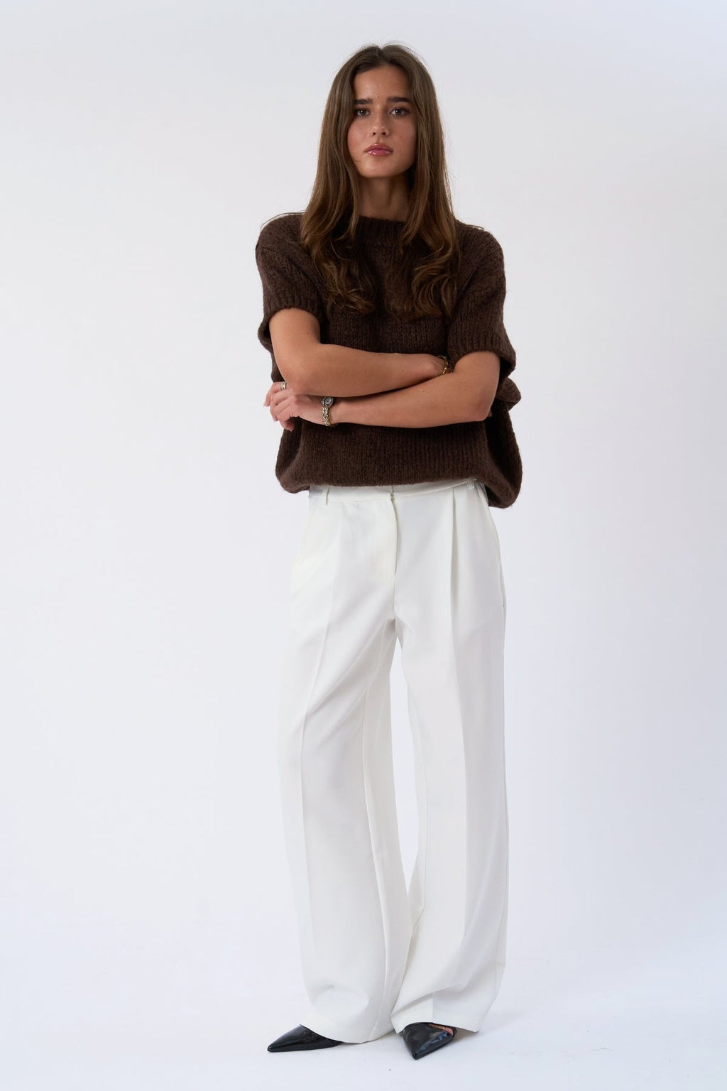 Chloe Kurzarmstrick – Schokolade