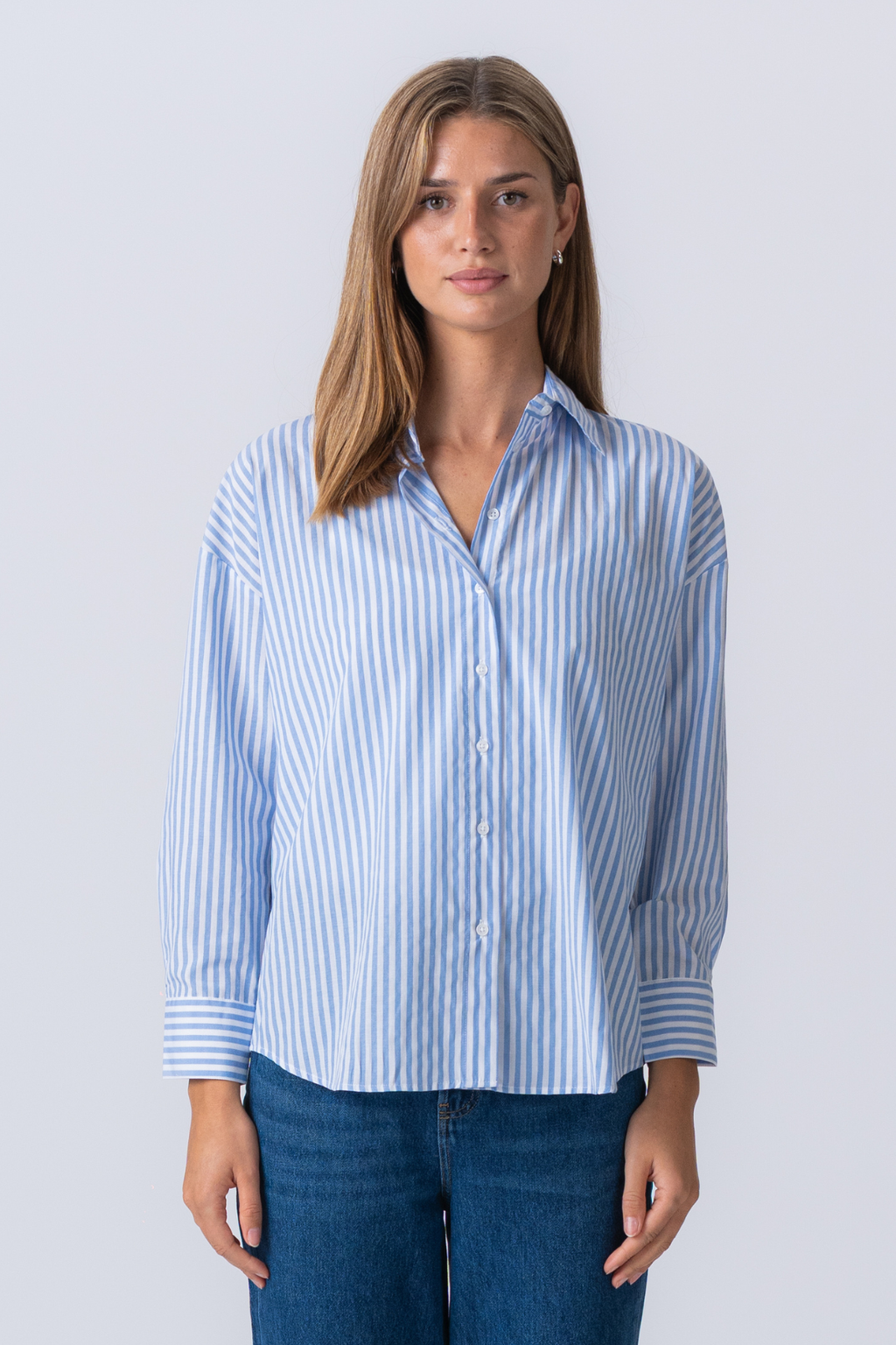 Layla gestreiftes Hemd - Hellblau