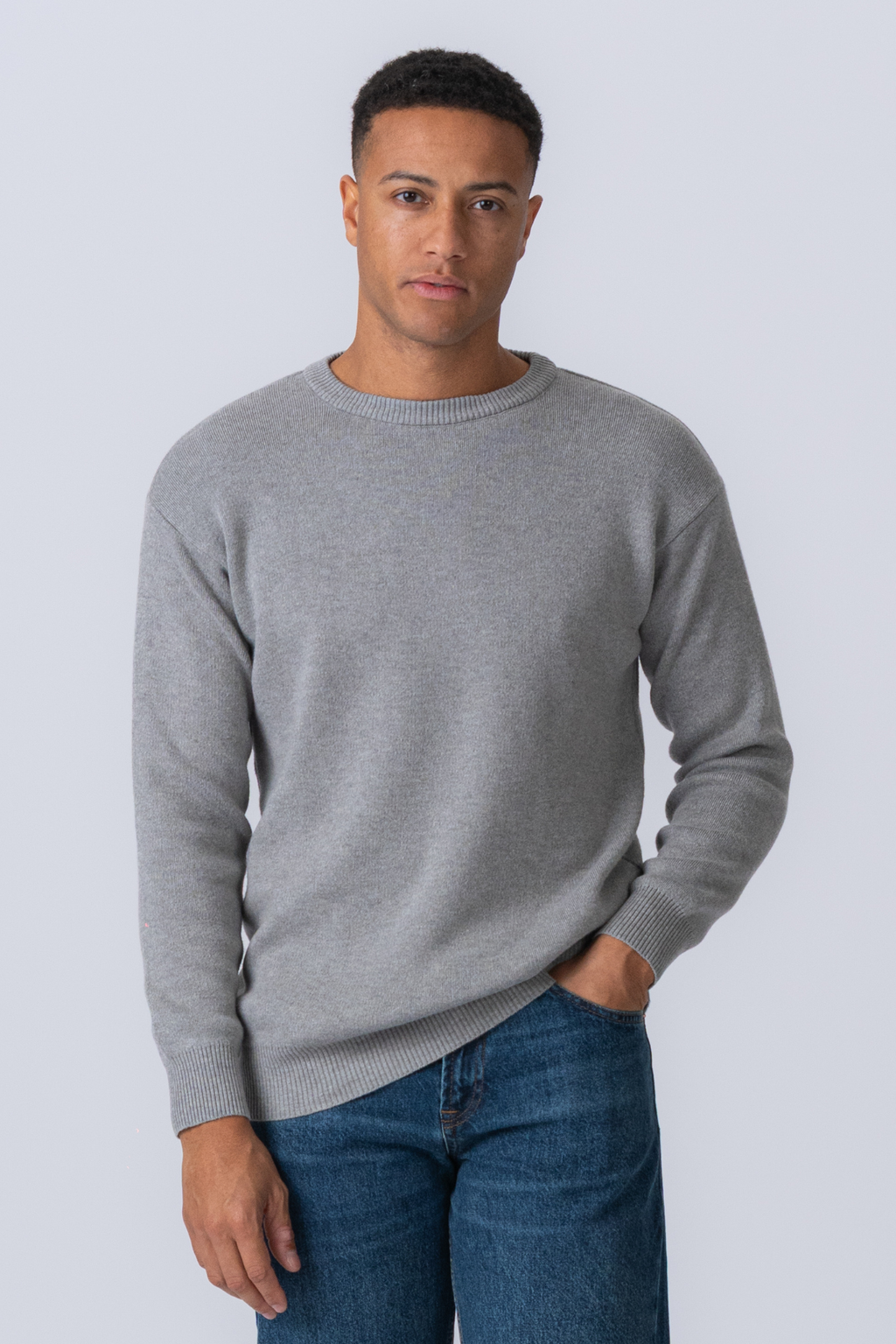 Crewneck -Strickpullover - hellgrau
