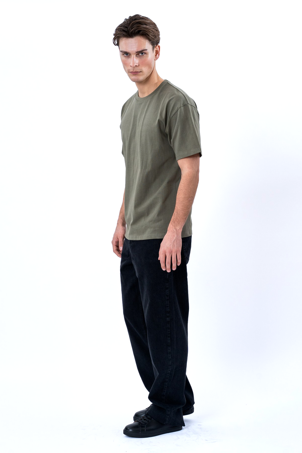 Kastenförmiges T-Shirt – Oliv