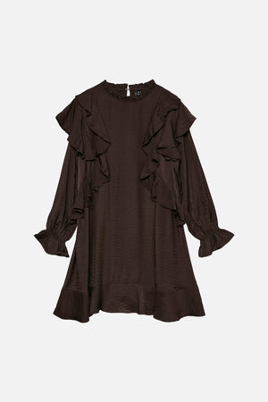 Lizzi Short Floaation Kleid - Schokoladen Torte