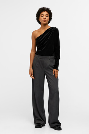 Lisa Wide Pant - mittelgraue Melange