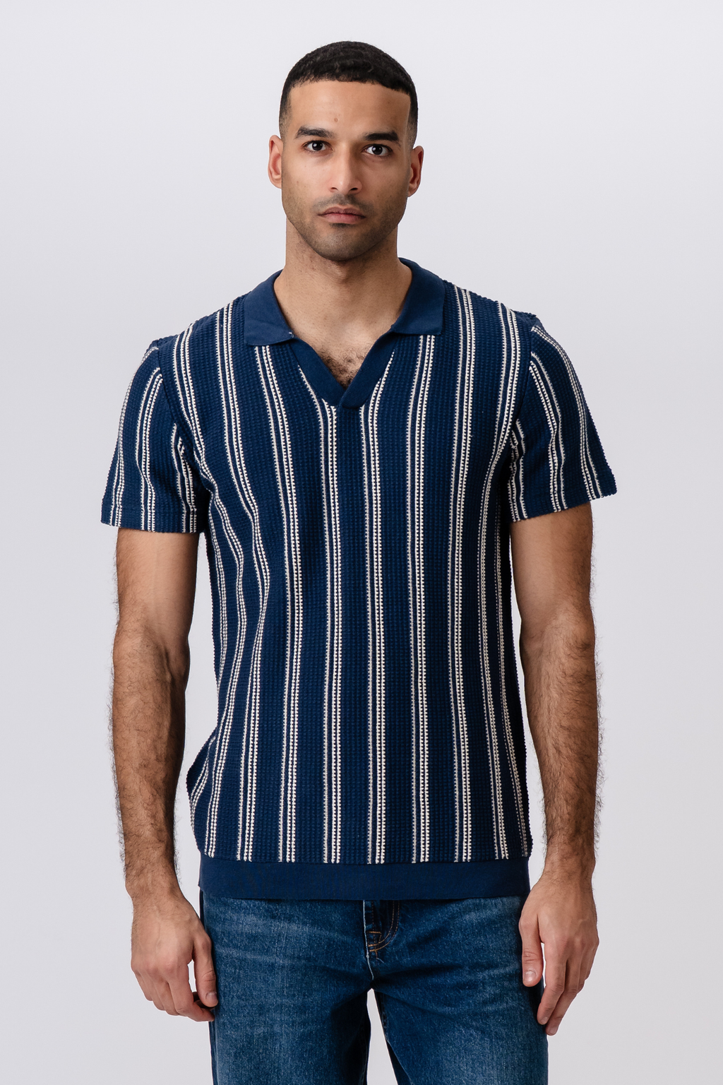 Streifenpullover - Blau