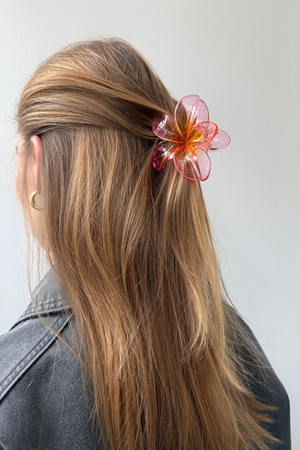 Blumenhaarclip - Pink/Orange