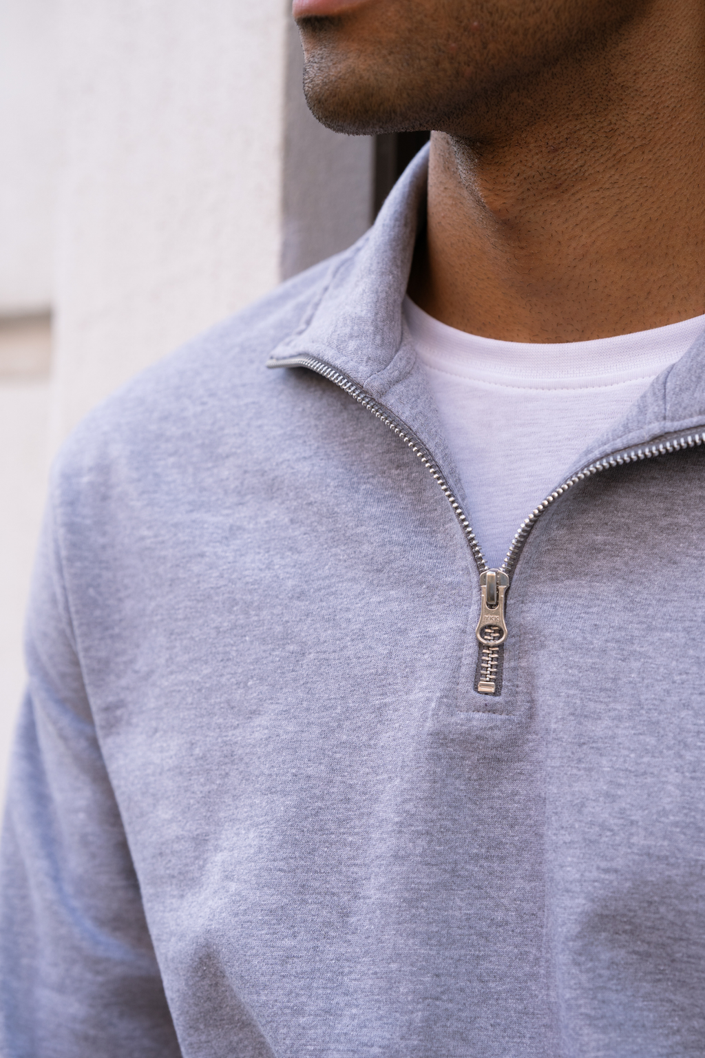 Sweatshirt halb Reißverschluss - grau