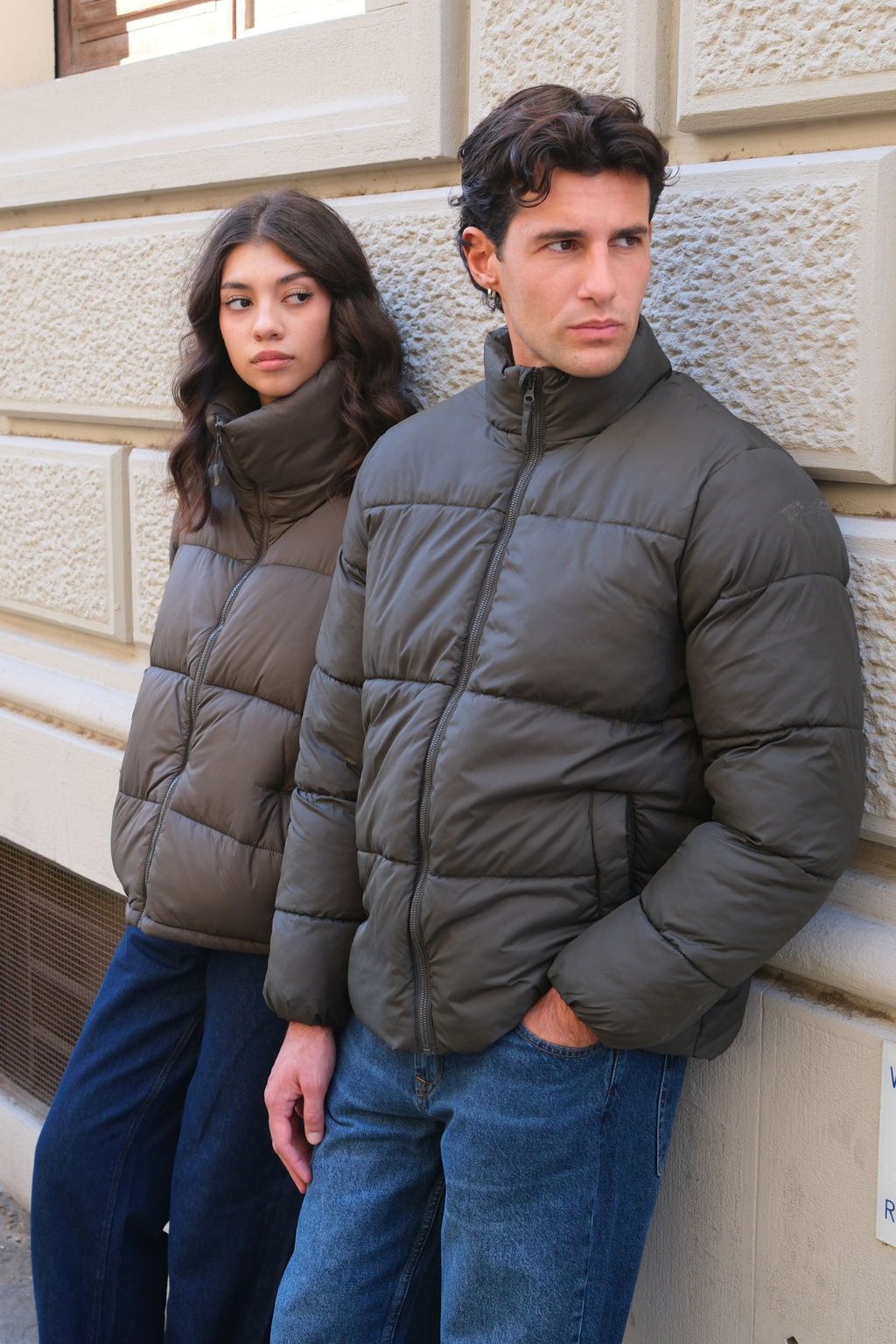 Kurzpufferjacke - Olive