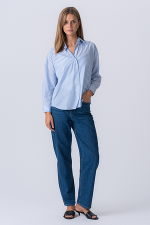 Layla gestreiftes Hemd - Hellblau