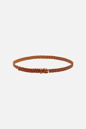 Avery Leder geflochten Slim Gürtel - Cognac