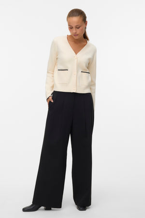 Goldfarbener Kontrast-Cardigan mit V-Ausschnitt - Birch W. Schwarz