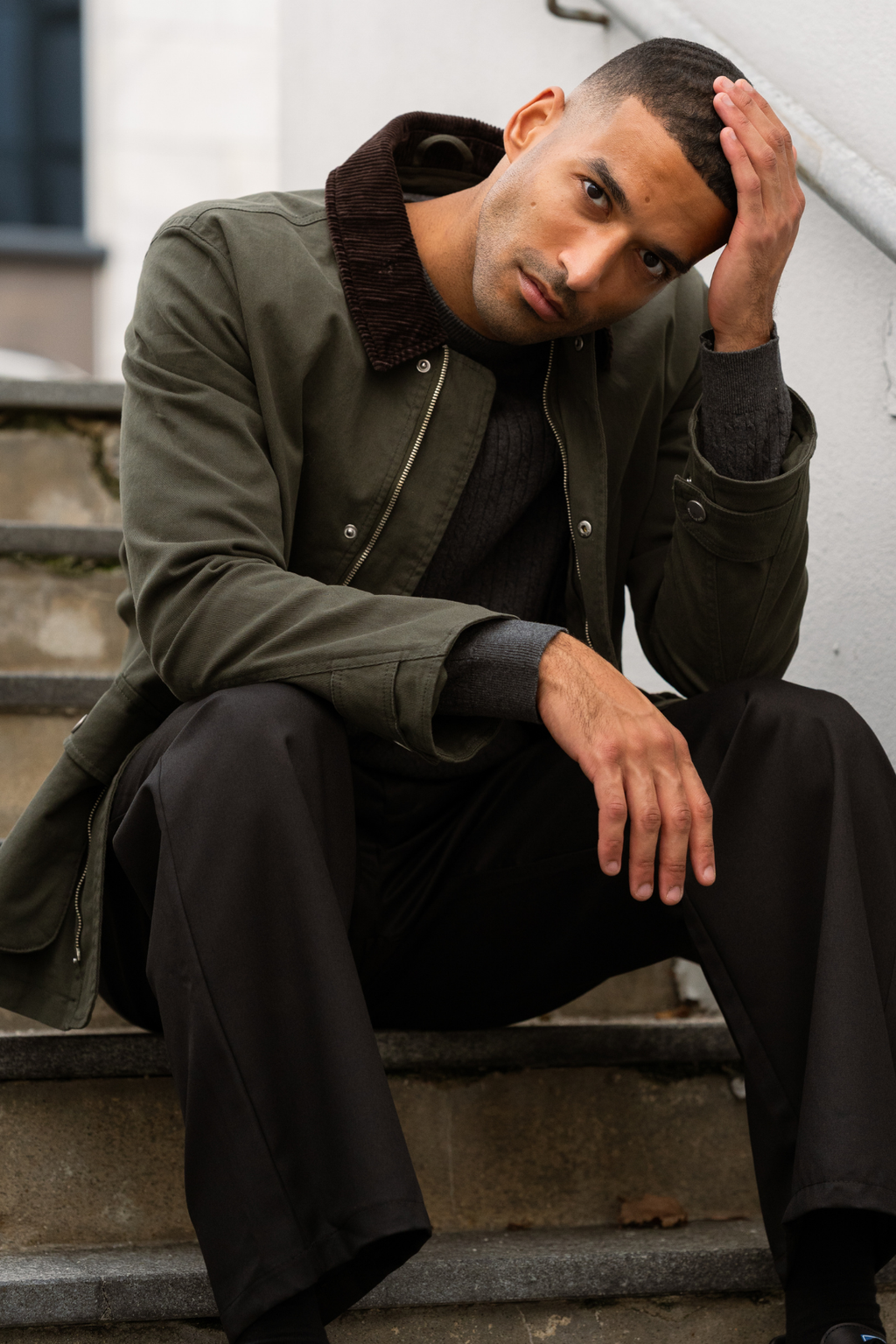 Twilljacke - dunkle Olive