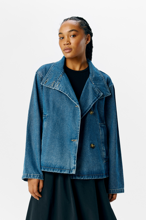 Tilla Gro l/s Denim Jacke - mittelblauer Denim