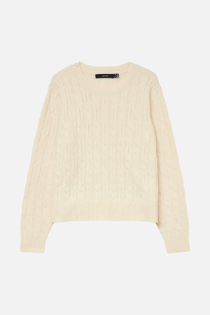 Widder O -Neck -Kabelpullover - Birke
