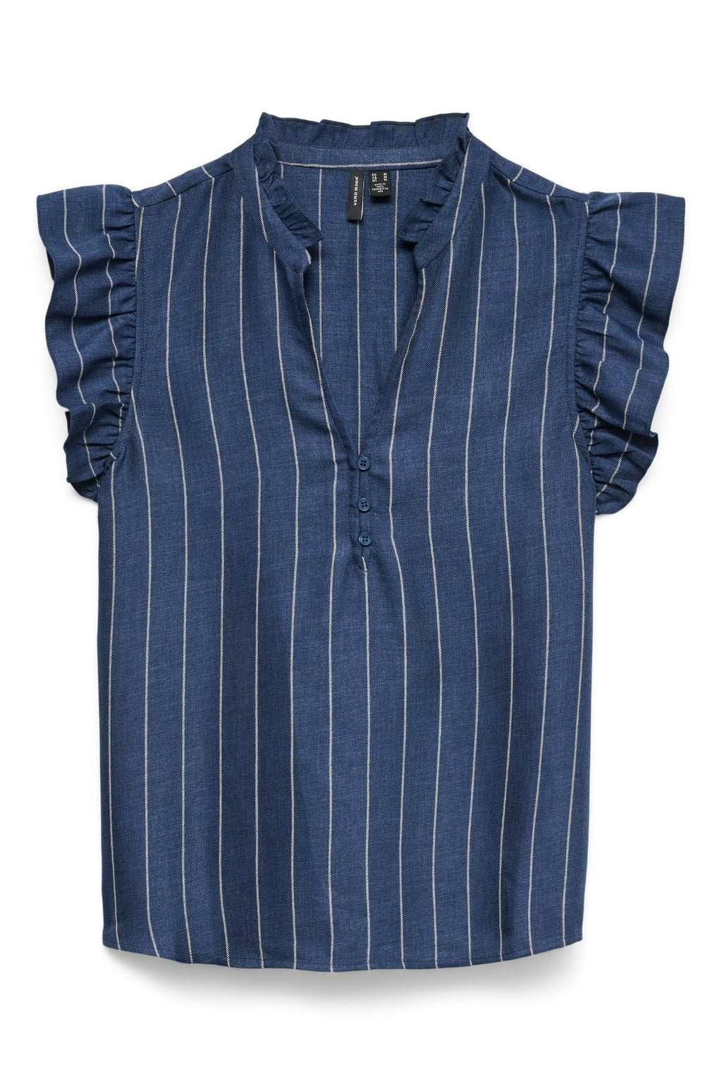 Odette V-Ausschnitt-Top – Dunkles Denim / Weiß