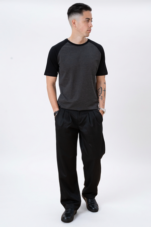 Basic Raglan T-Shirt-Schwarz-Darkgrau