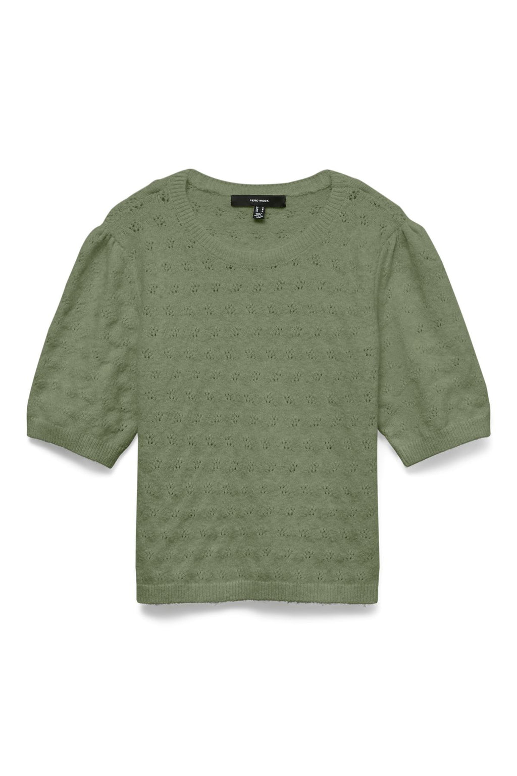 Doffy Stitch Pullover mit O-Ausschnitt – Oil Green Melange