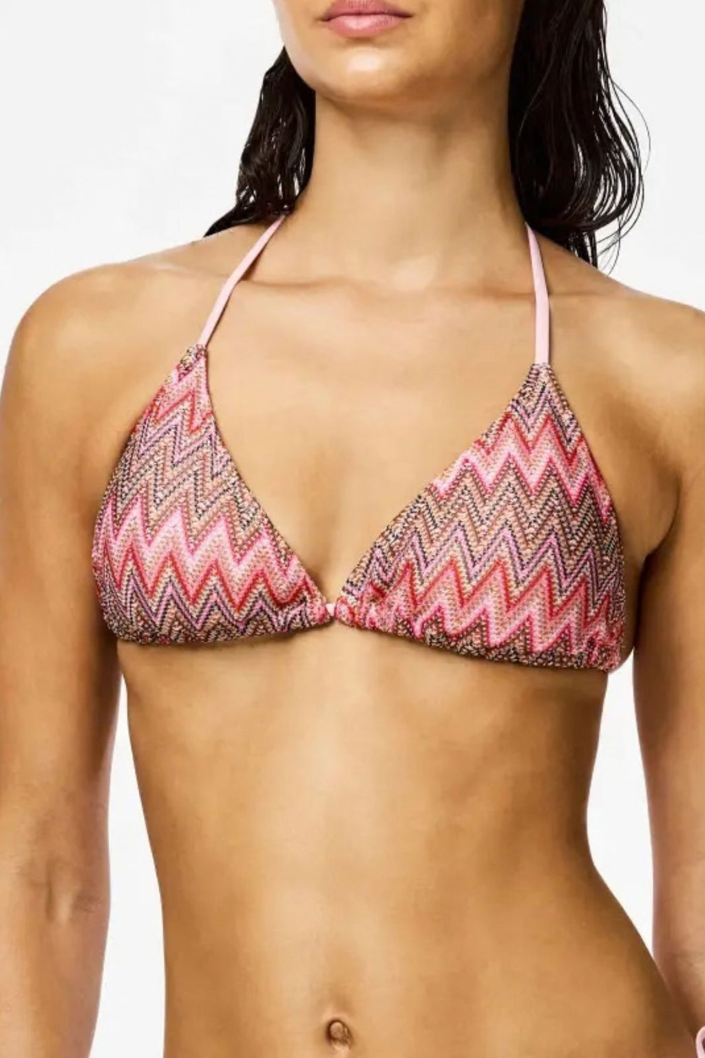 Ada Bikini-Strick-Triangel-Oberteil – Eierlikör-Jacquardmuster