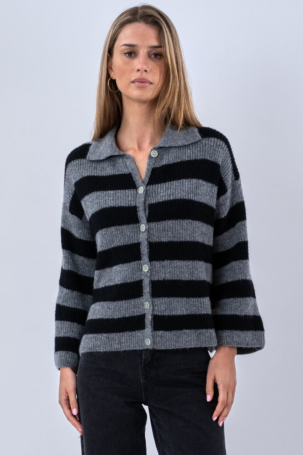 Josie Polo-Strick - Grau/Schwarz