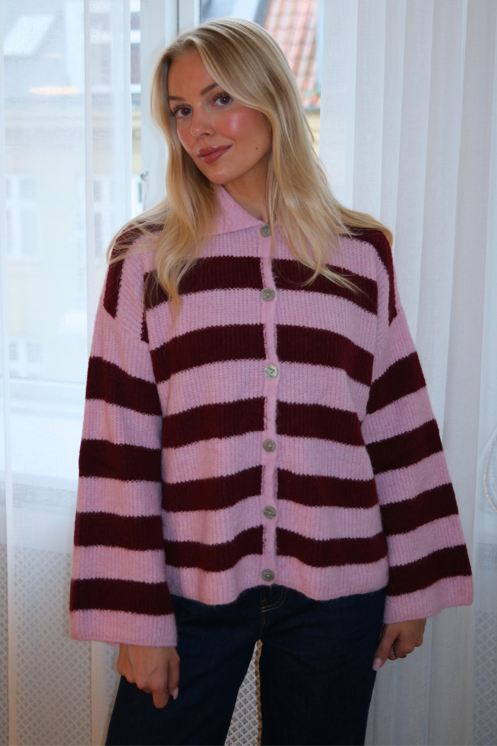 Josie Polo Knit – Rosa/Burgund