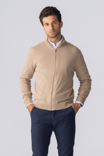 Pullover Zip Strickjacken - Sand