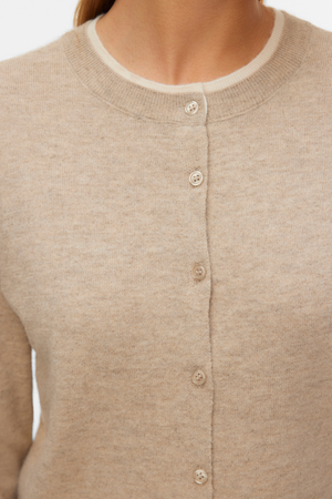 Wundervoller O-Neck Cardigan - Silver Mink Melange m. Birke