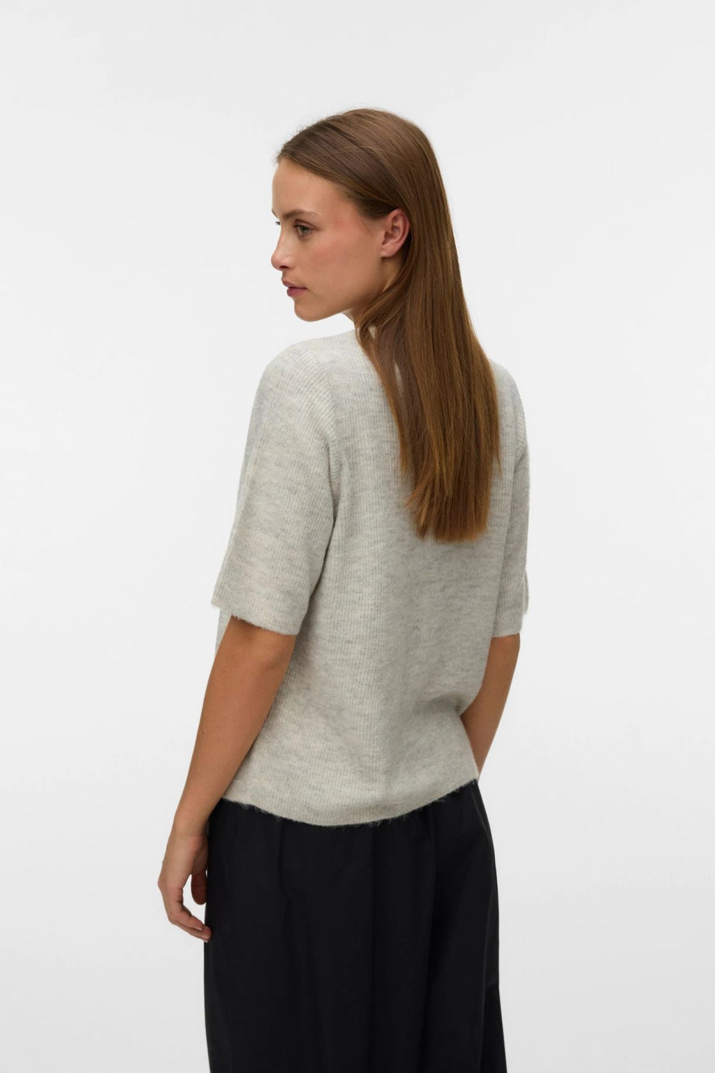 Lefile 2/4 O-Neck Pearl Cardigan – Hellgrau Melange