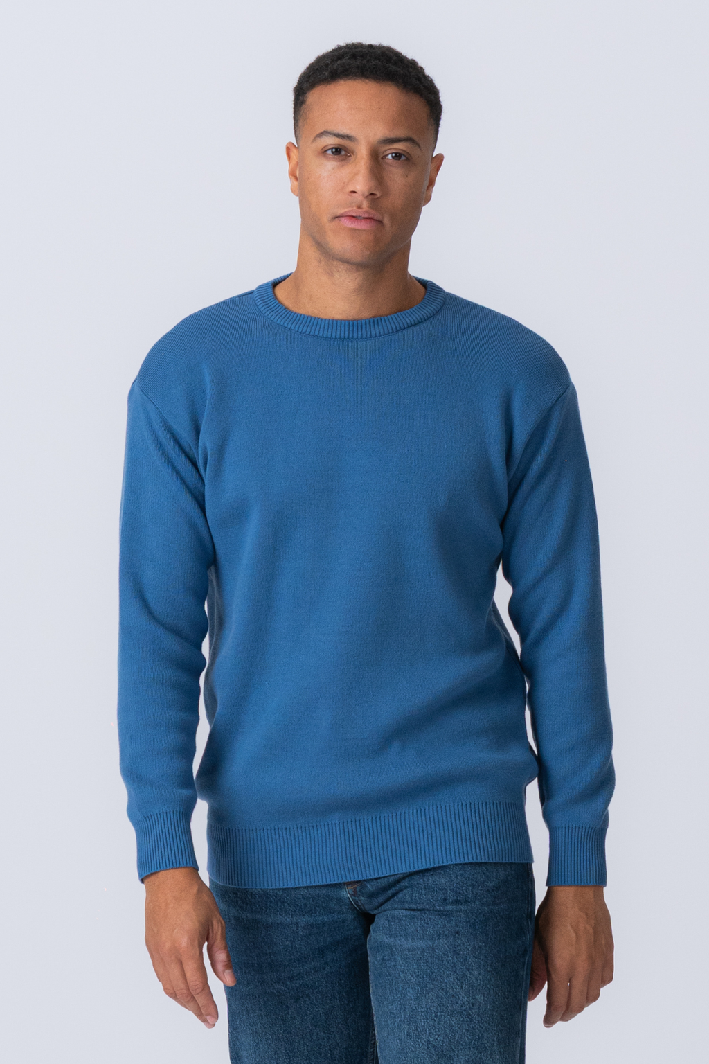 Crewneck Strickpullover - Blau