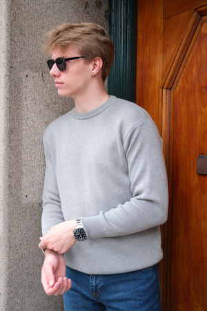 Crewneck -Strickpullover - hellgrau