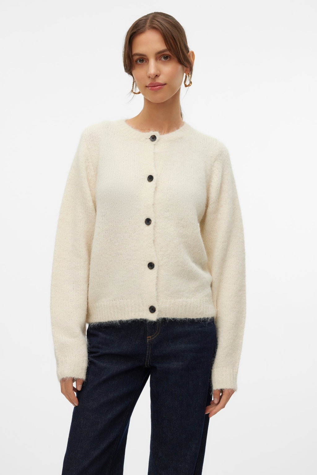 Novah Cardigan mit O-Ausschnitt und Knöpfen – Birke