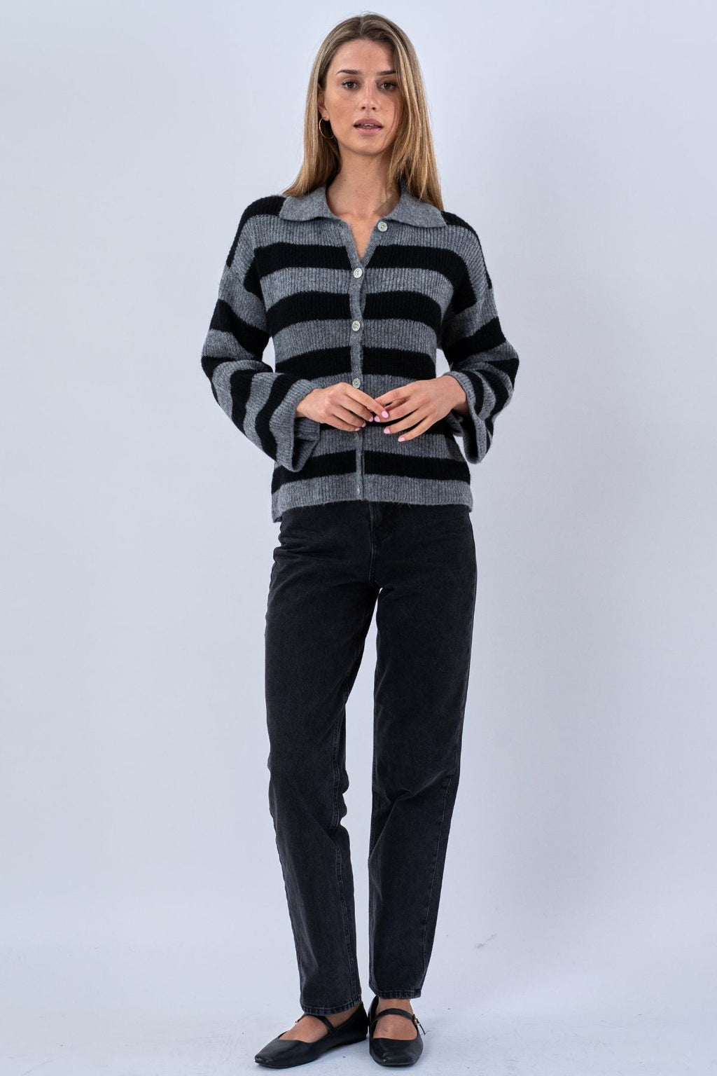 Josie Polo-Strick - Grau/Schwarz