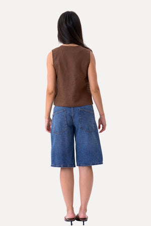 Leinenweste - Brown