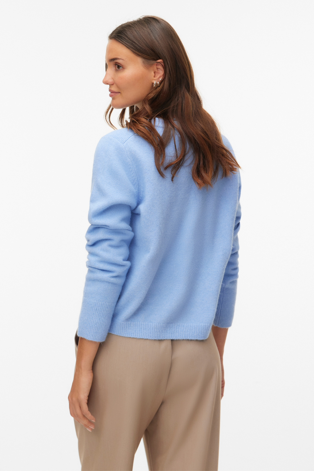 Fiona Short Button Cardigan – Brunnera Blue Melange