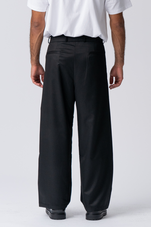 Plissee-weiter Anzug Pants - Schwarz