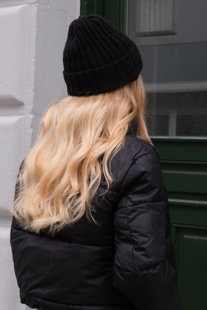 Rippen Mütze - Schwarz