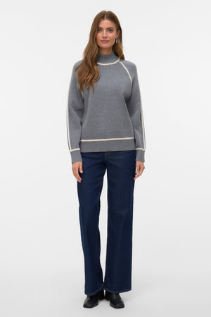 Goldener Highneck-Pullover – Mittelgrau mit Birke