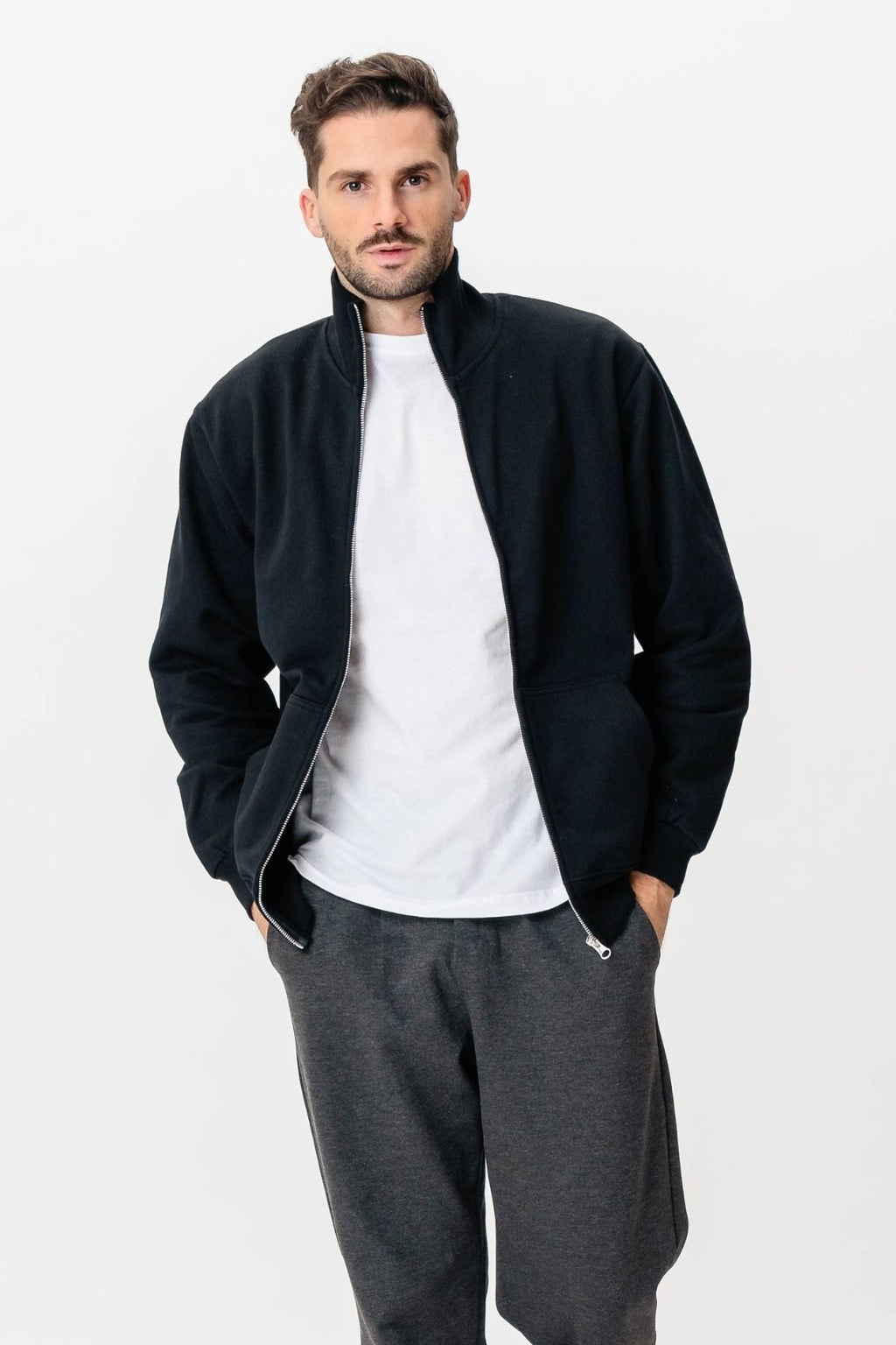 Sweatshirt Zip - Schwarz