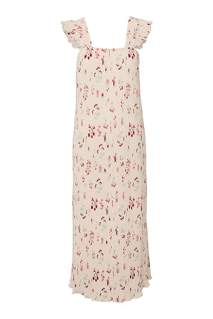 Volantkleid mit Flora-Trägern – Blütenblattrosa