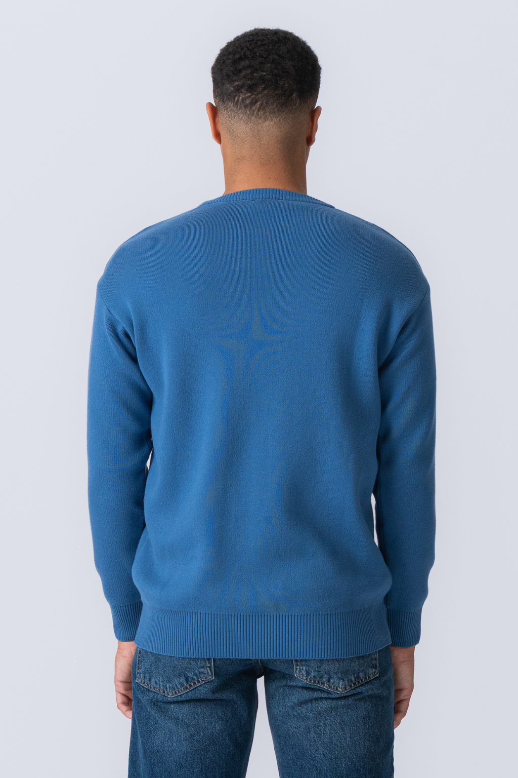 Crewneck Strickpullover - Blau