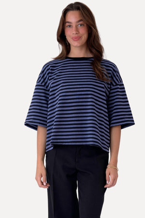 Zoe T-Shirt - Schwarz/Jeansblau